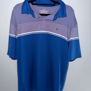Vineyard Vines Blue Polo with Pink and White Stripes